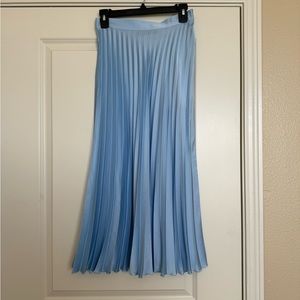 ZARA Blue Pleated Midi Skirt